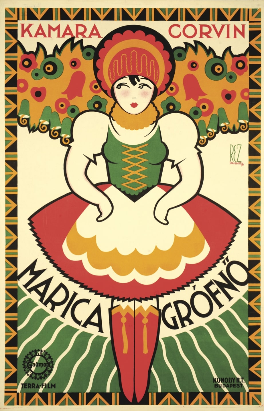 Népiesség negédes giccs nélkül: dekoratív plakát a Marica grófnőhöz. (OSZK PKT, PKG.1926/100)